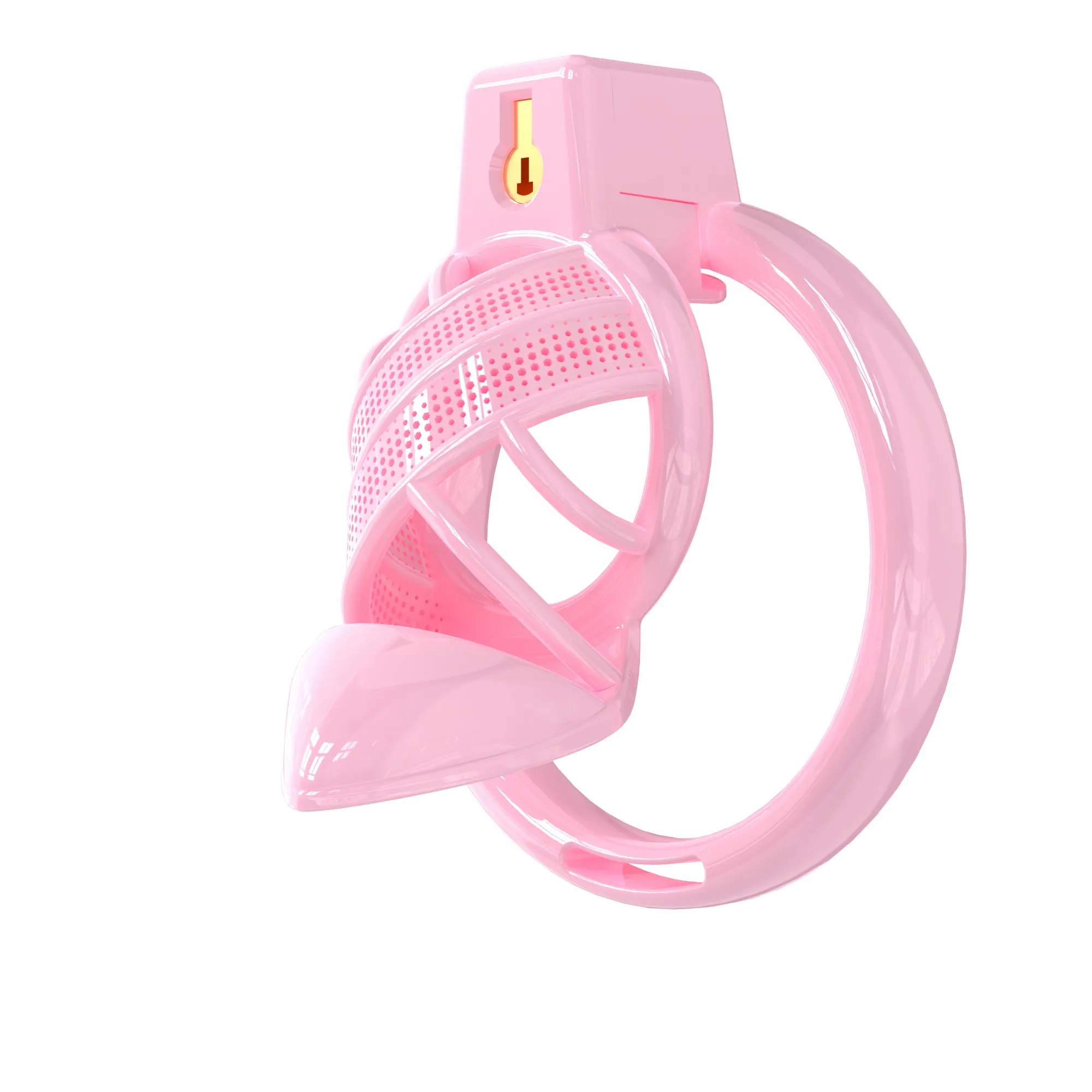 Male High Heels Chastity Cage Sissy Hollow Pseudo Penis Lock CB Lock with Vibrating Anal Plug Vestibular Stimulation Sex Toy Gay