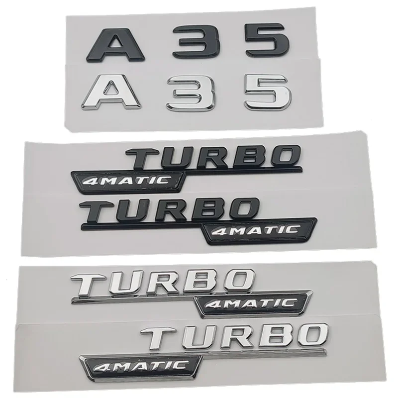 3D Abs Chrome Black Logo A35 Sticker Car Trunk Badge Fender Turbo 4Matic Emblem Per Mercedes A 35 Amg W176 W177 Accessori