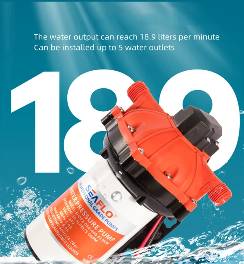 Pompa Acqua Seaflo 12V 18.9 L/min 60 PSI | Automatica Per Camper, Barche E Veicoli