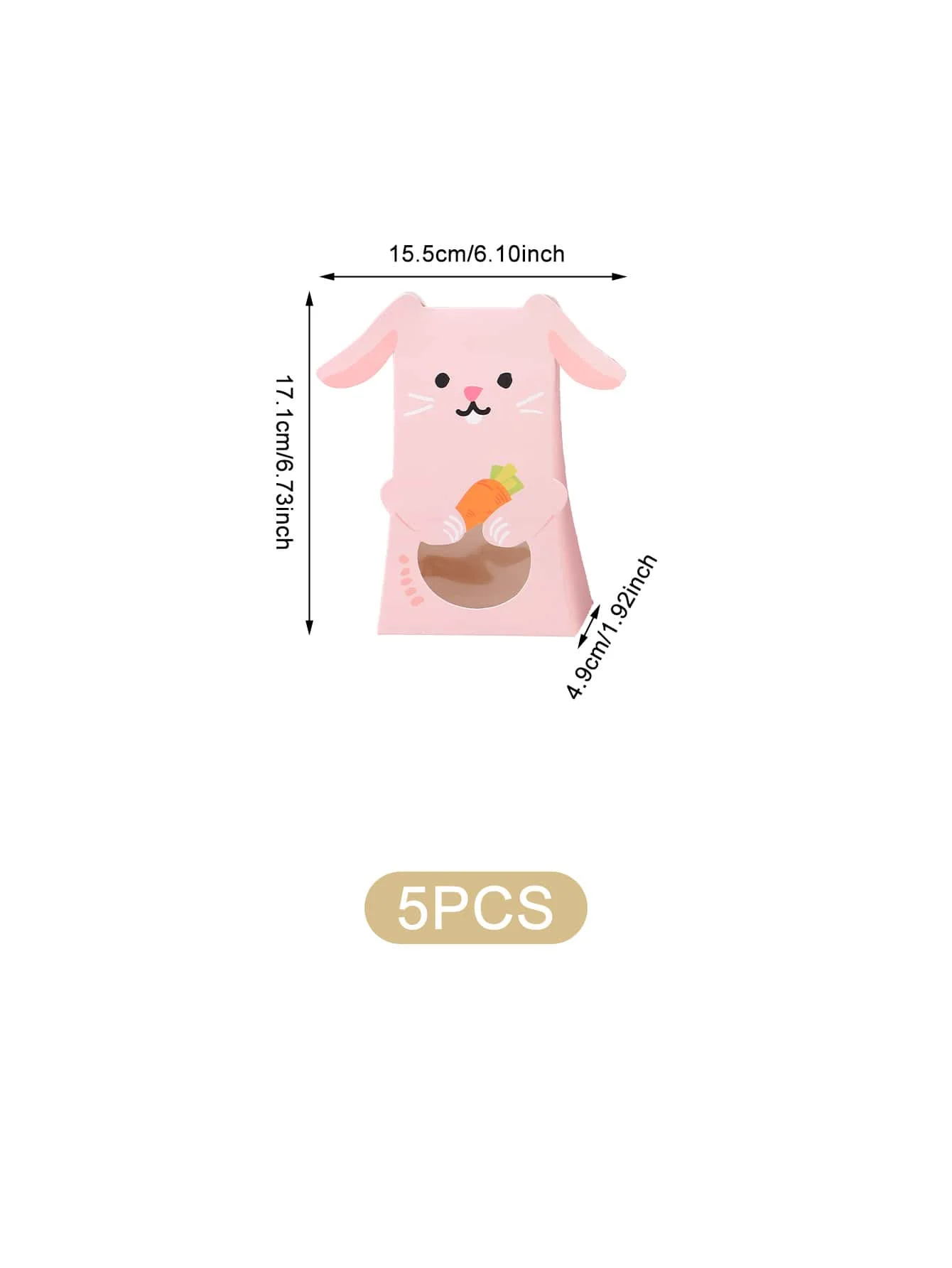 5PCS Easter Baking Packaging Nougat Packaging Box Candy Pink Bunny Pink bread box with window independent paper cup