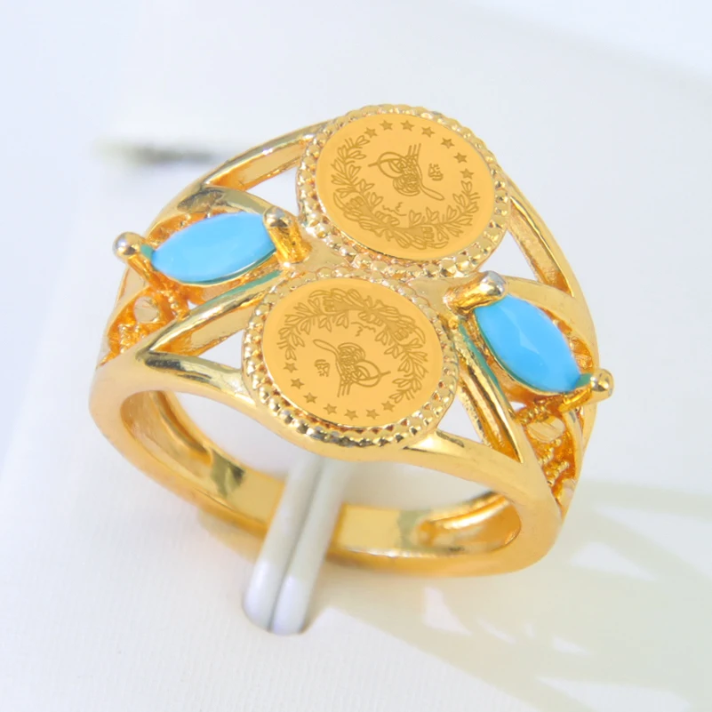 Dubai Gold Farbe Paare Ring 21k vergoldet italienische islamische exquisite Zirkonia Ring äthiopische Frauen tägliche Party Schmuck Geschenke – Detail 16