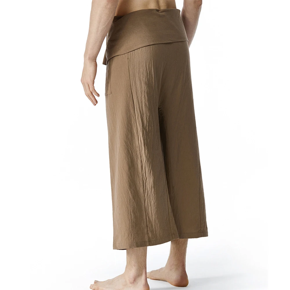 2023 Linen Summer Thai Fisherman Wrap Pants Cotton Men Women Loose Yoga Medieval Japanese Samurai Pants Unisex Kimono Trousers 3