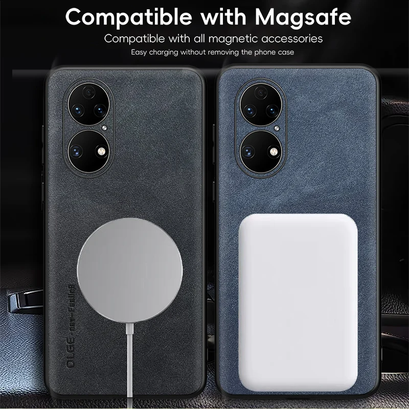Magnetic Retro Leather Soft Wireless Charging Phone Case Cover