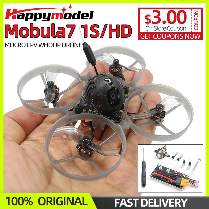 

Happymodel Mobula7 Mobula 7 1S/HD 75mm Micro FPV Whoop Quadcopter Drone Open VTX 2.4G ELRS Receiver Runcam Nano3 Brushless Motor