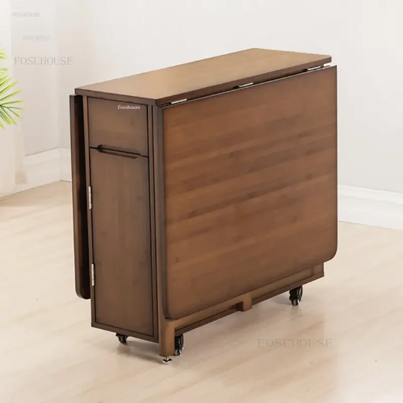 Small Apartment Wall Dining Table Folding Solid Wood Dining Tables Detachable Rectangular Table Simple Home Kitchen
