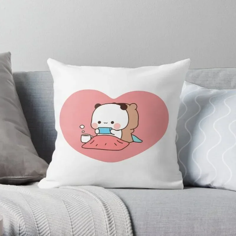 Panda bear hug Bubu duda Mochi Peach Cat Throw Pillow Bedroom Sofa Anime Bed Fashion Pillowcase throw pillow cover45*45 5