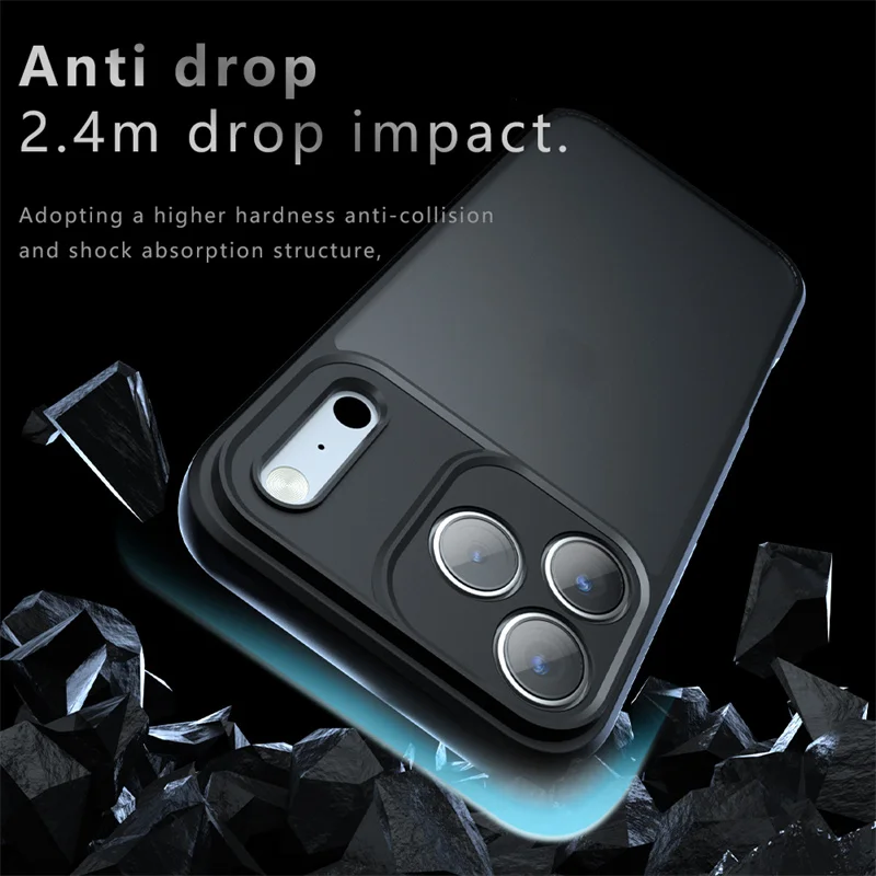 Coque de téléphone matte de luxe antichoc - Mélange de silicone et PC pour IPhone 17 Pro Max (Noir