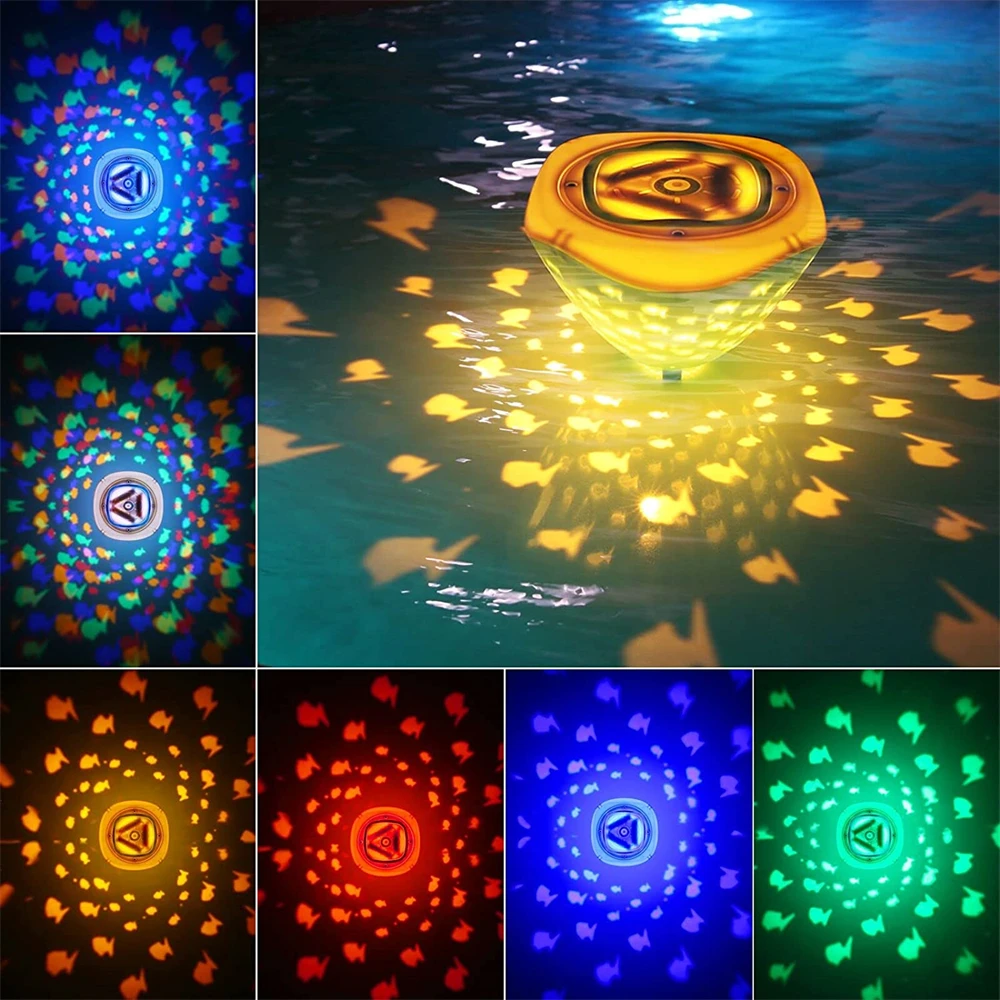 

RGB плавающий светодиодный светильник для бассейна, прожектор для рыбы, водонепроницаемая лампа IP67 для праздника, вечеринки, внутреннего и наружного декора гатио, пруда