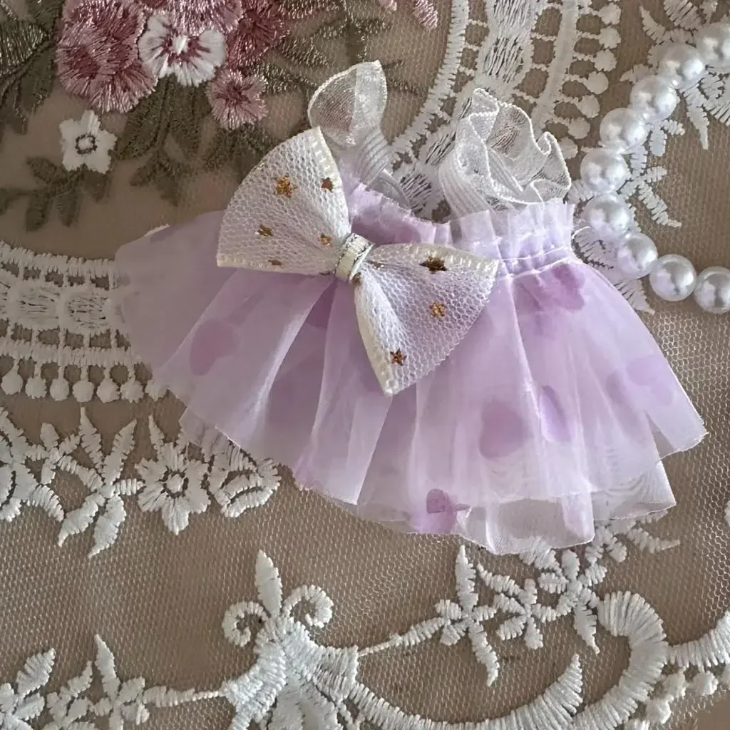 Mini Plush Doll Bow Princess Dress - Deluxe Outfit Accessories Gift Set