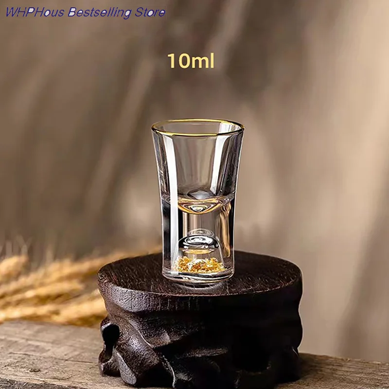 Роскошный хрустальный стеклянный бокал для водки Shochu стеклянный ликер с двойным дном из золотой фольги стеклянная чашка для чая высококачественные подарки твердый ликер