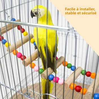 L Size 10 Ladder Pet Birds Swing Wooden Bridge Ladder Climb Cockatiel Parakeet Budgie Parrot Toy Wood Ladder 3