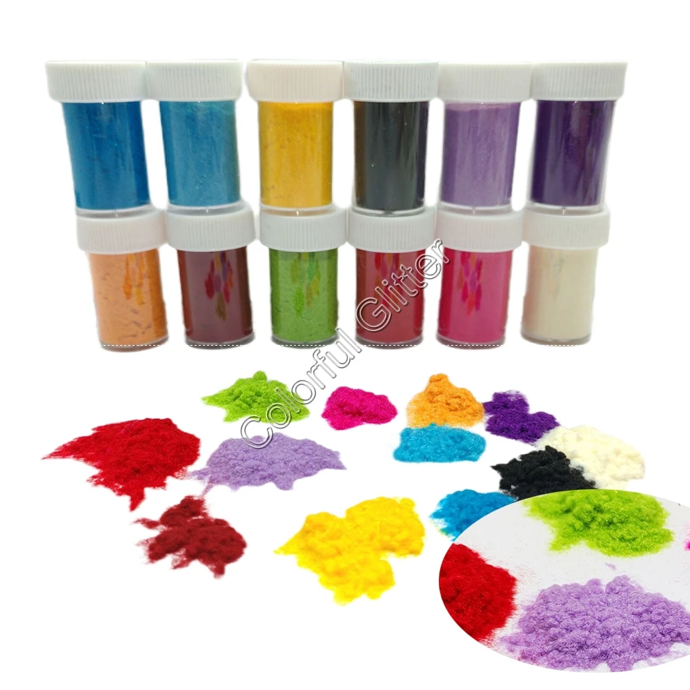3D Candy Manicure Fuzzy Nylon Fiber Flocking Velvet Powder Nail Powder Nail Glitter Nail Decorations DIY Nail Art Tips Crafts