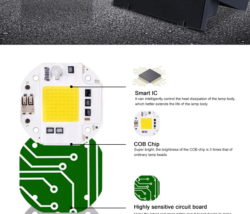 Description Picture 3 of itemAC110V 220V LED Chip 50W 70W 100W COB Chip No Need Driver LED Lamp Beads for Flood Light Spotlight DIY LightingWelding Free