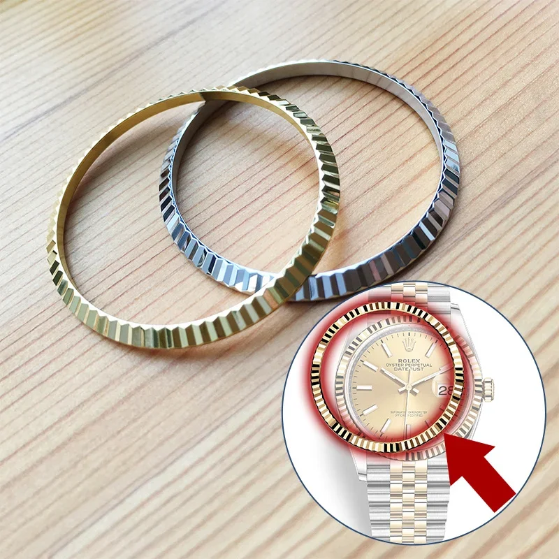 Cuscinetto Per Lunetta Con Anello Dentato Per Cani Con Inserto Per Lunetta Scanalata Con Motore In Acciaio Per Orologio Rolex Datejust 36Mm