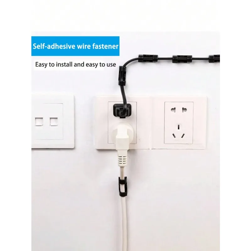 접착식 베이스가 있는 케이블 클립 20개, 와이어 홀더, 가정 및 사무실용 케이블 관리 시스템