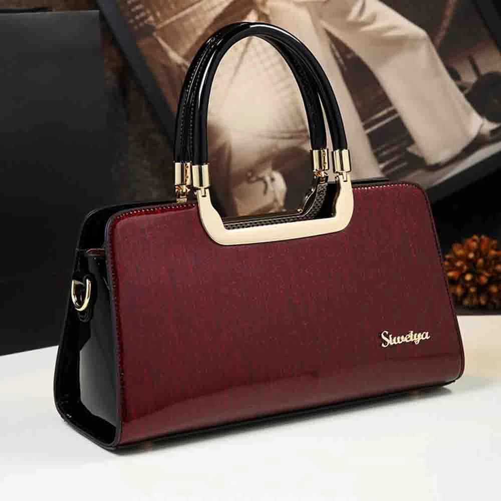 

Fashion Noblel Women Top Handle Bag Luxury Patent Leather Shiny Skin Elegant Ladies Evening Party Clutch Shoulder Tote 2023 New
