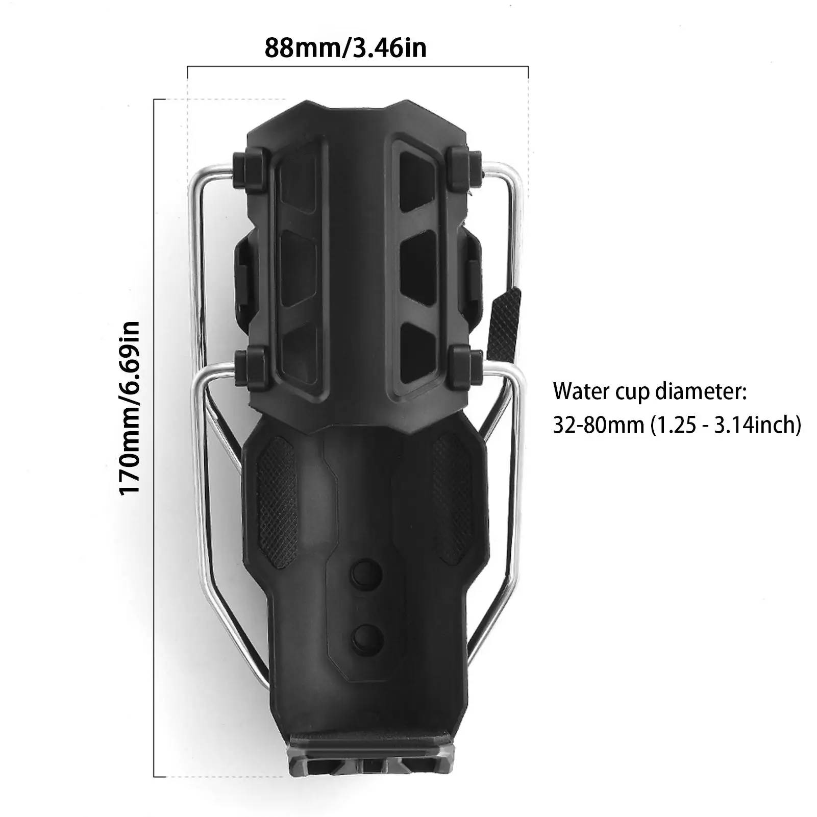 Motorcycle Cup Holder Adjustable Size Bicycles Frame Water Bottle Cage No Drill Drink Holder for 1.26-3.15 Inch Diameter Bottles