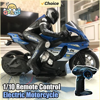 1/10  Electric Motorcycle RC Cars Scale High Speed Racing 4 Channels Remote Control Distance 35 Meters Off-Road Model 1