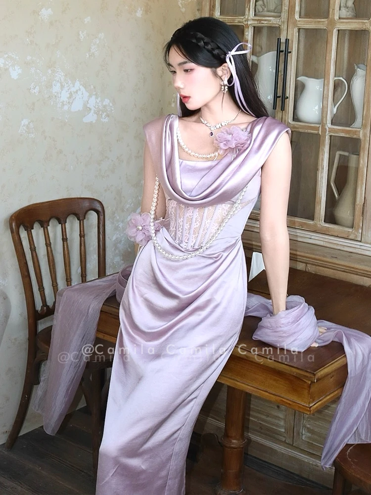 amerie maxi dress chocolate Amelie Halterneck Lace-Up Ruched Corset Midi Dress in Ivory