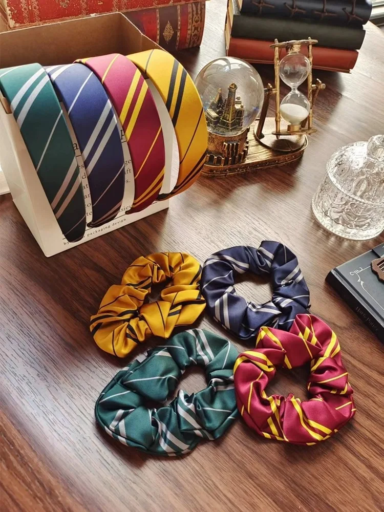 Harries Magic Academy Fashion Hair Hoop Hair Rope Women Potters New Satin Fabric Rubber Band Elastico Hairband Accessori Per Capelli