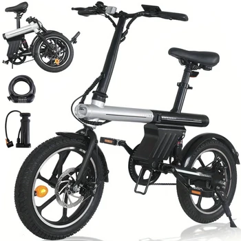 Bicicletta Elettrica Pieghevole Unisex VDL 16", per Pendolari e Adatta per Uso Fuoristrada Leggero, Autonomia fino a 50km con Batteria 36V 12.8Ah