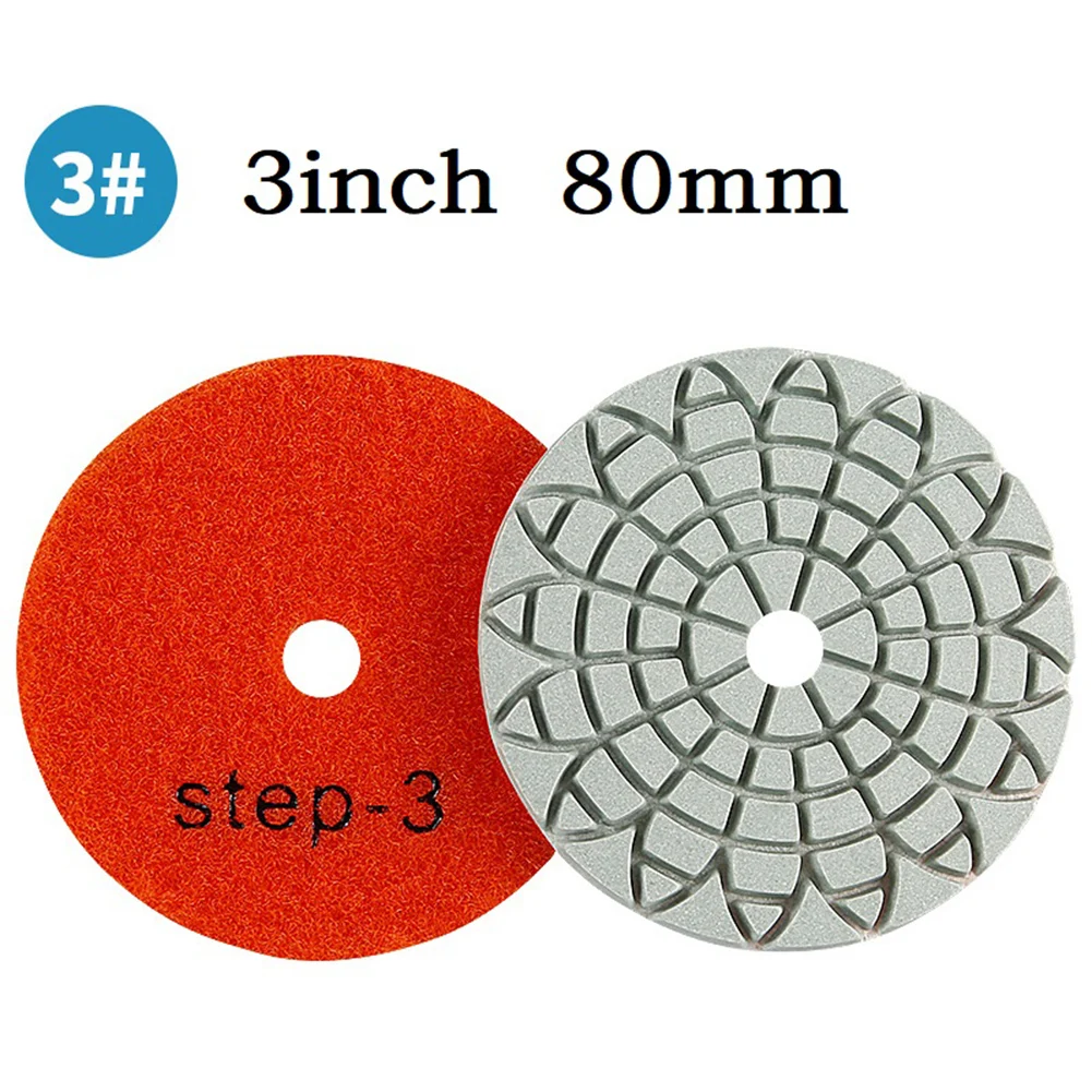 

3Pcs Polishing Pad 3 Inch 80mm Dry/wet Diamond 3 Step Grinding Wheel For Granite Stone Concrete Marble Polishing Tool Parts