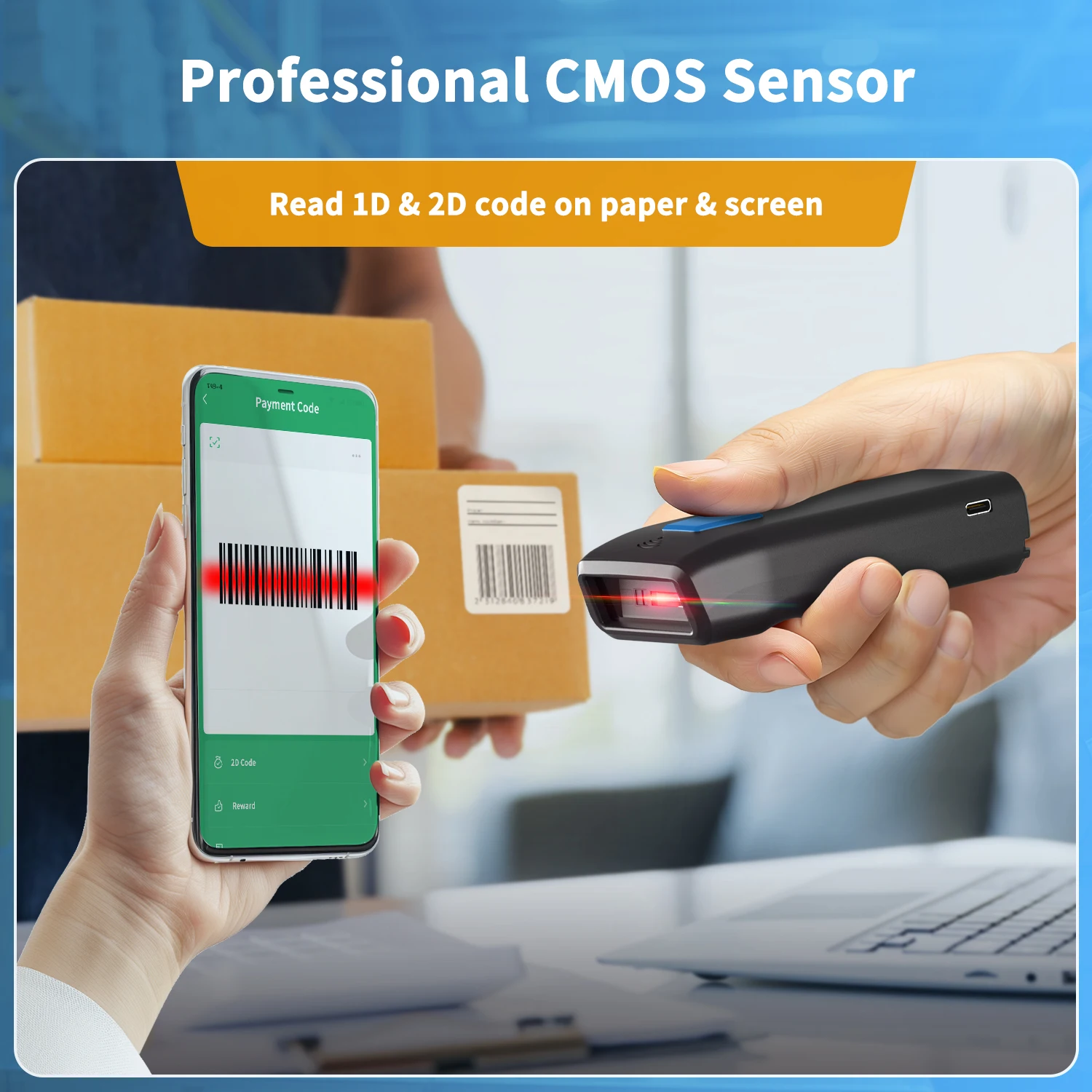 NETUM ZSS-2 Wireless QR Barcode Scanner Bluetooth Wire 2D PDF417 Automatic Sensing for Pos Scanning