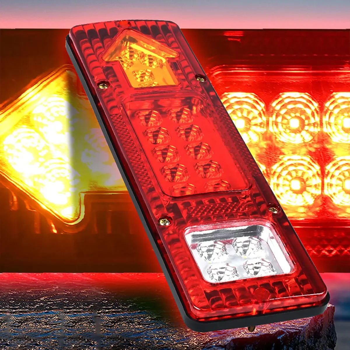 12V 24V Trailer Truck LED Rear Taillight Arrow LED Tail Lamp Boat RV Caravan Van Reversing Night Driving Safety Warning Light