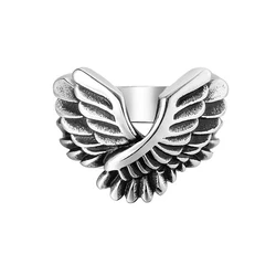 Gothic Archangel Wing Ring: Stainless Steel Punk Hip Hop Jewelry - 8 (Style A)