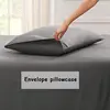 Queen King Pillowcase Cotton Polyester Solid for Bed Pure Thick Envelope Pillow Case Cover Soft Sleep Standard Size One Piece 2