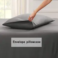 Queen King Pillowcase Cotton Polyester Solid for Bed Pure Thick Envelope Pillow Case Cover Soft Sleep Standard Size One Piece 2