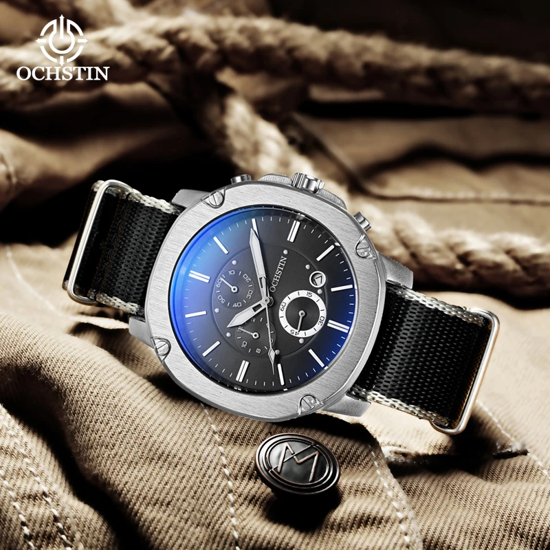 ochstin hot model 2024 fashion trend creative nylon series multi-function quartz movement waterproof watch men's quartz watches