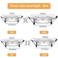 6/12Pcs Led Downlight Three Color Dimmable 5W 9W 12W 15W Recessed Ceiling Lamp Led Spotlight For Living Room Bathroom - Image 4