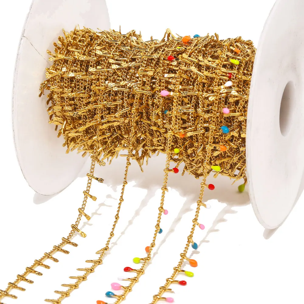 1mlotBohoColorfulEnamelStainlessSteelChainsJewelryMaking18k