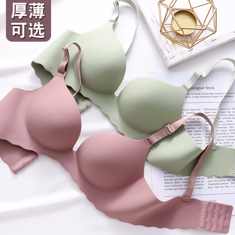 Women's One Piece Glossy No Steel Rings Push Up Adjustable Underwear Sexy Lingerie Push Up Bra Seamless Shaper Bra Bra