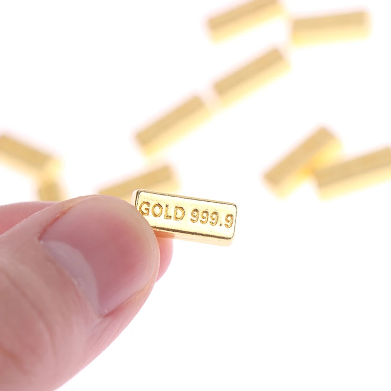 10pcs/set 1:12 Dollhouse Miniature Gold Bars Coin Model Doll House Decor Accessories Kids Pretend Play Toys 3