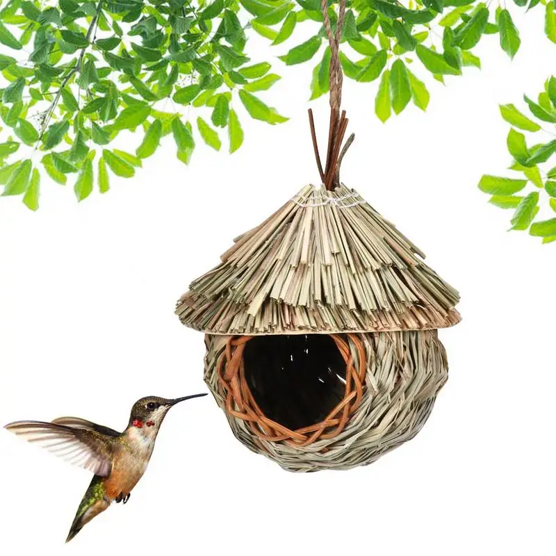 

Handwoven Straw Bird Nest Parrot Hatching Outdoor Garden Hanging Hatching Breeding House Nest Bird Accessory