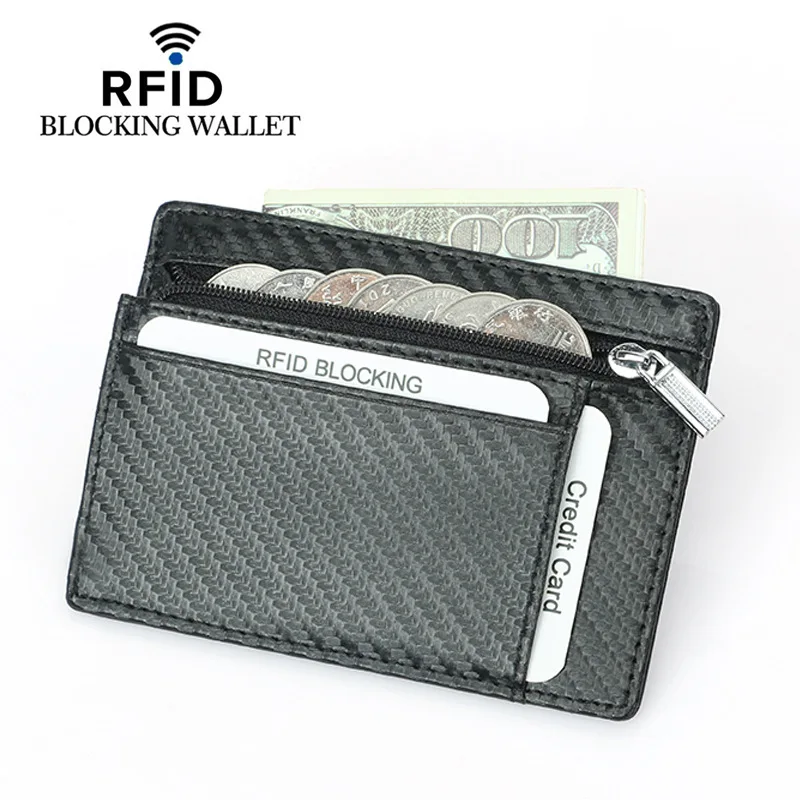 RFID Blocking Genuine Leather Slim Wallet