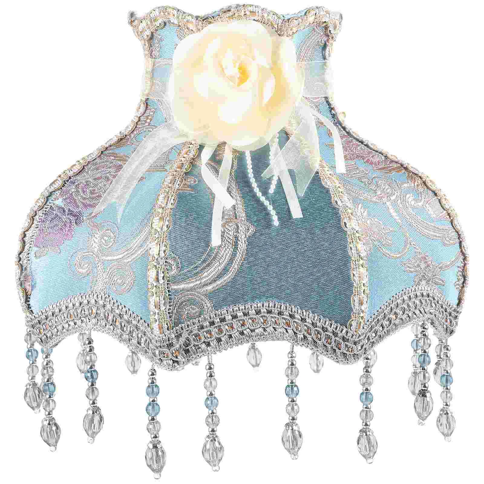 

Printed Princess Lampshade Table Shades Victorian European Room Decor Aesthetic Gemstones Tassel Scallop Fringe Lampshades for