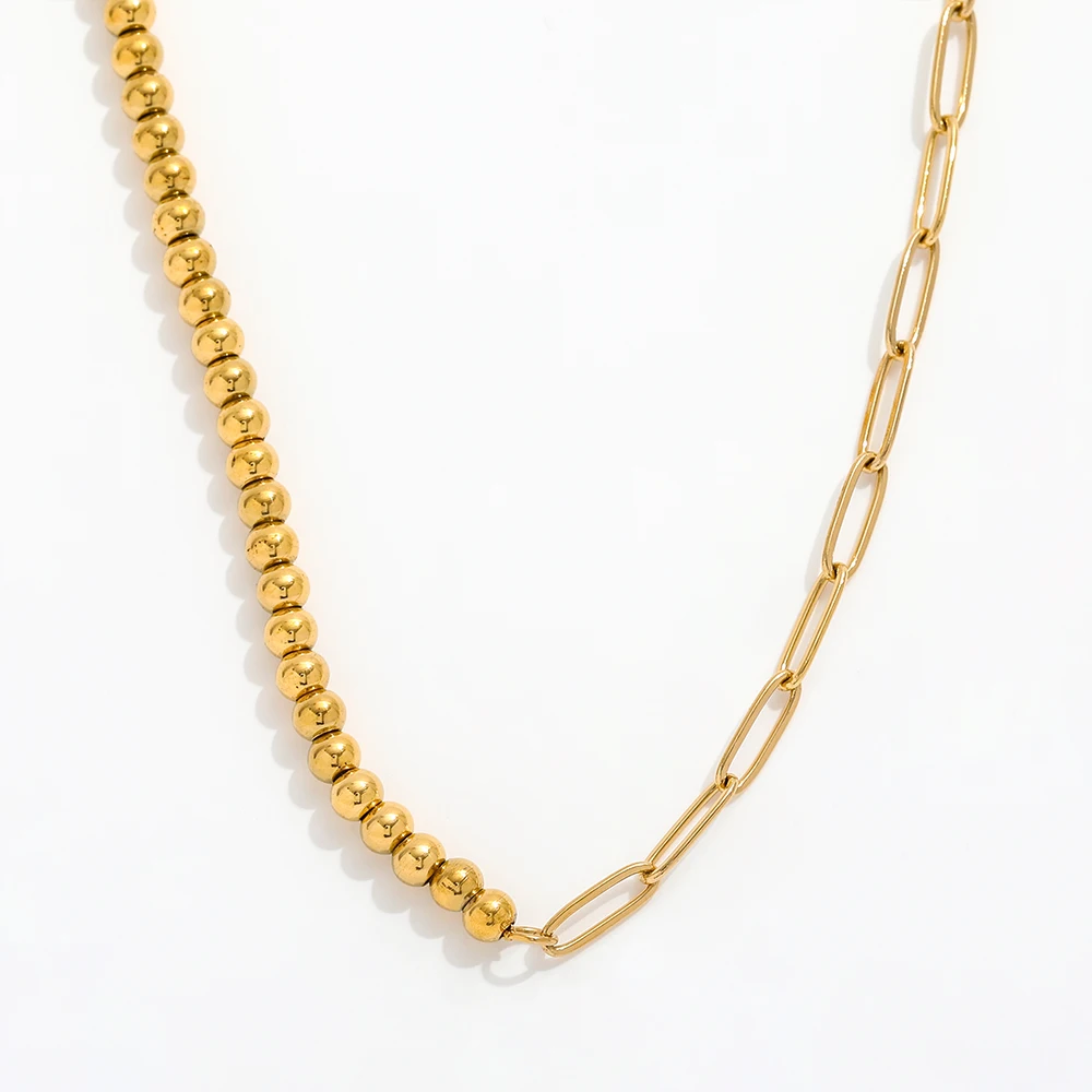 

Joolim Jewelry Tarnish Free High End PVD Versatile Simple Pin Link Beads Pave Sweater Chain Stainless Steel Necklace for Women