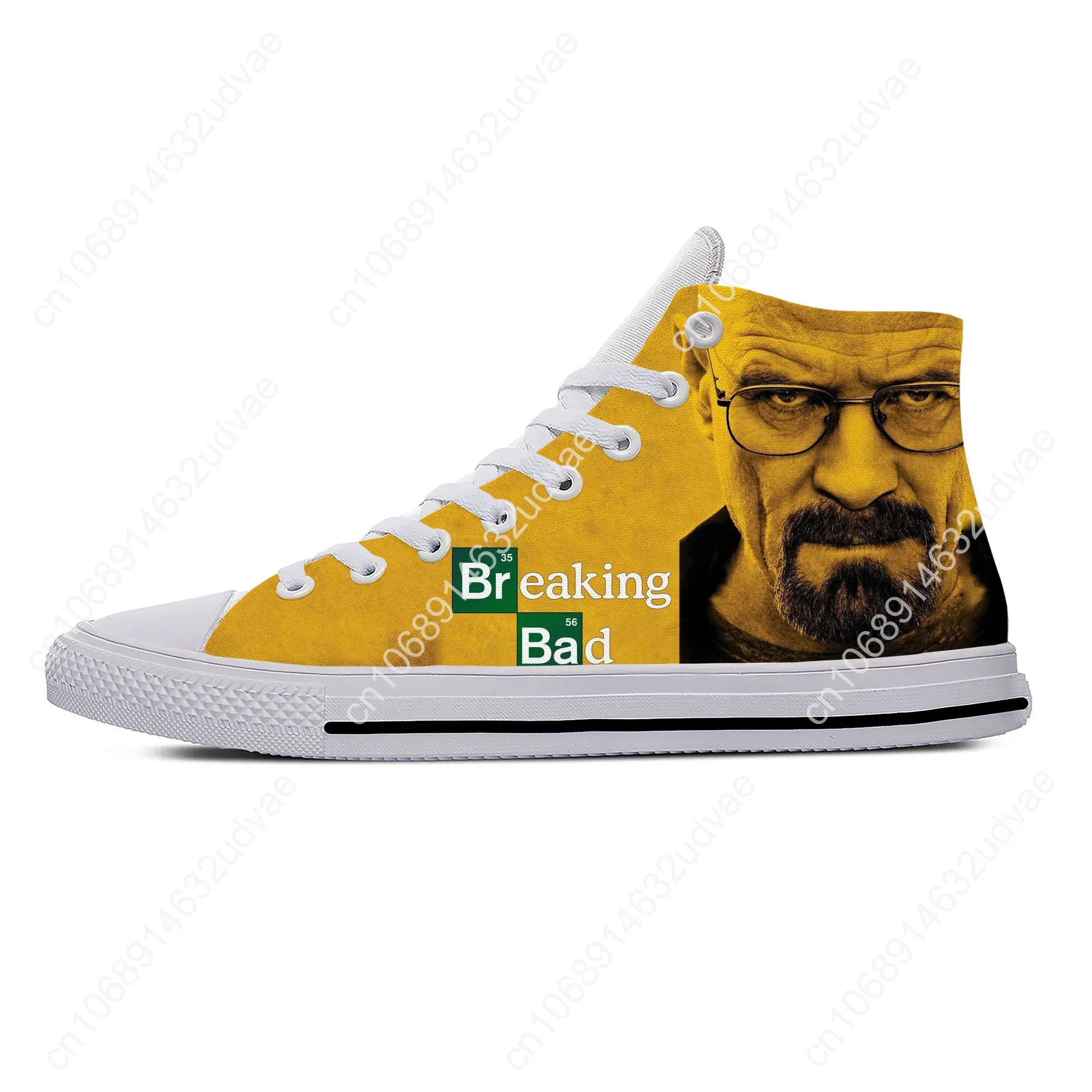 Movie Breaking Bad High Top Sneakers Mens Womens Teenager Casual Shoes Canvas Running Shoes 3D Print Breathable Lightweight Shoe