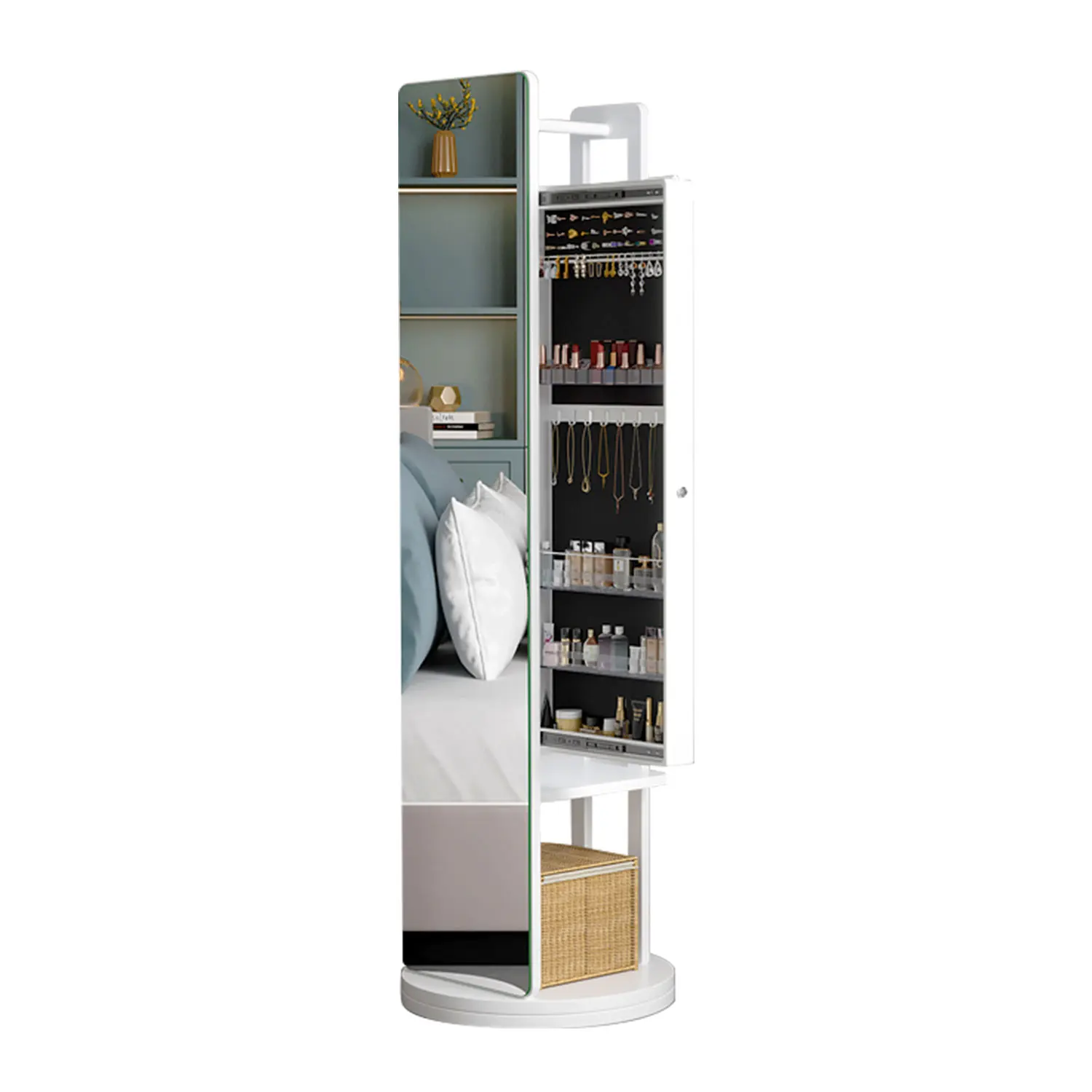 Mirrored Jewellery Cabinet -Jewelry Wardrobe with Mirror Standing Full Length Lockable Jewelry Organiz | Мебель