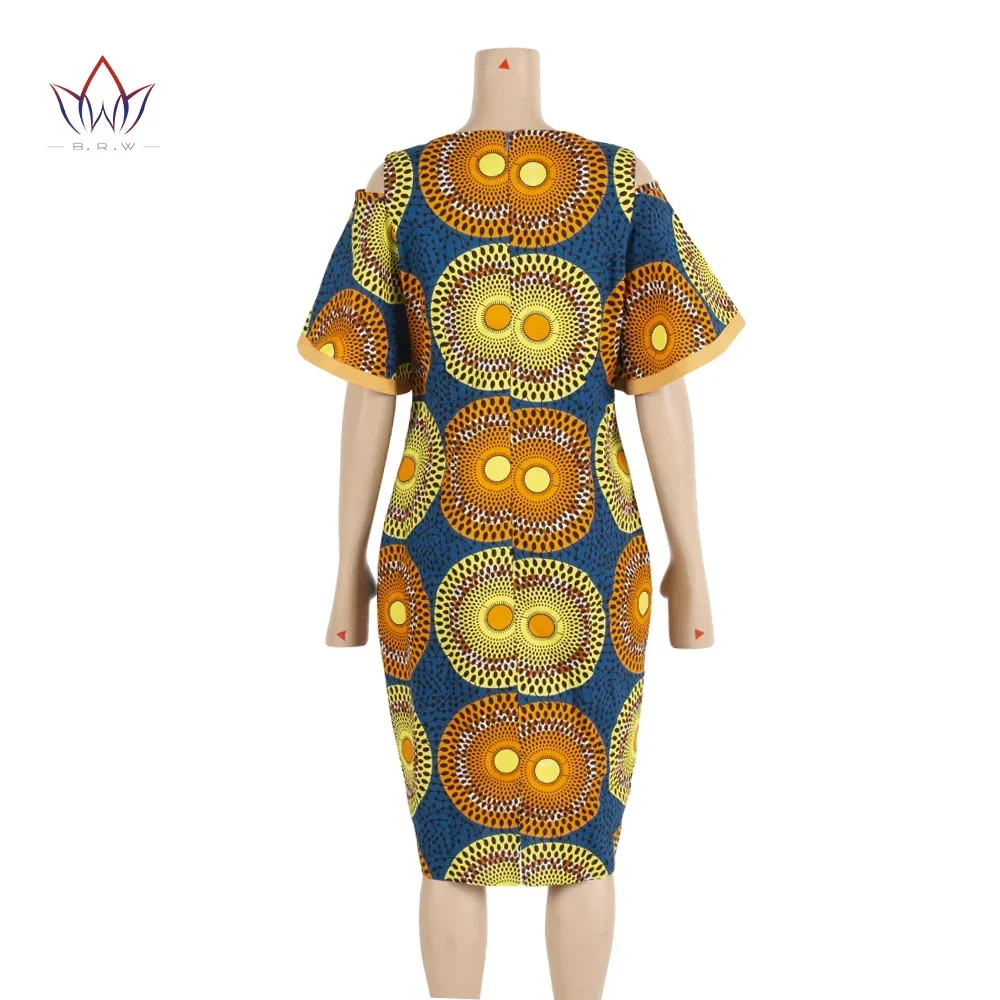 African Dresses for Women African Cotton Wax Print Dresses Dashiki Women Short Sleeve O-neck Office Pencil Dress African Dress