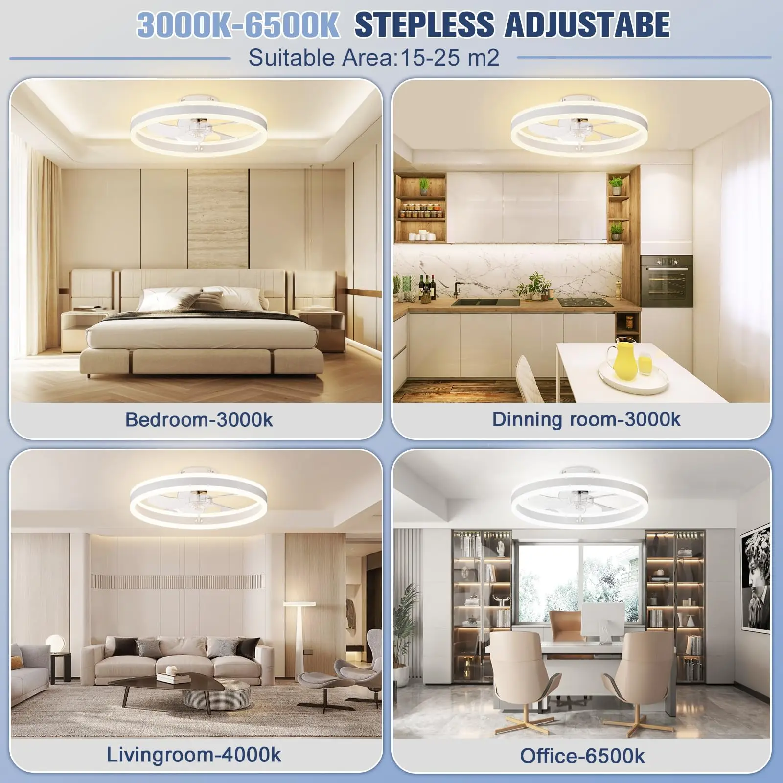 Nordic Led Ceiling Fan with Light DC Motor 6-speed Timing 50CM Low Floor Loft Remote Control Decorative ceiling fan led ceiling fan lights led fan light