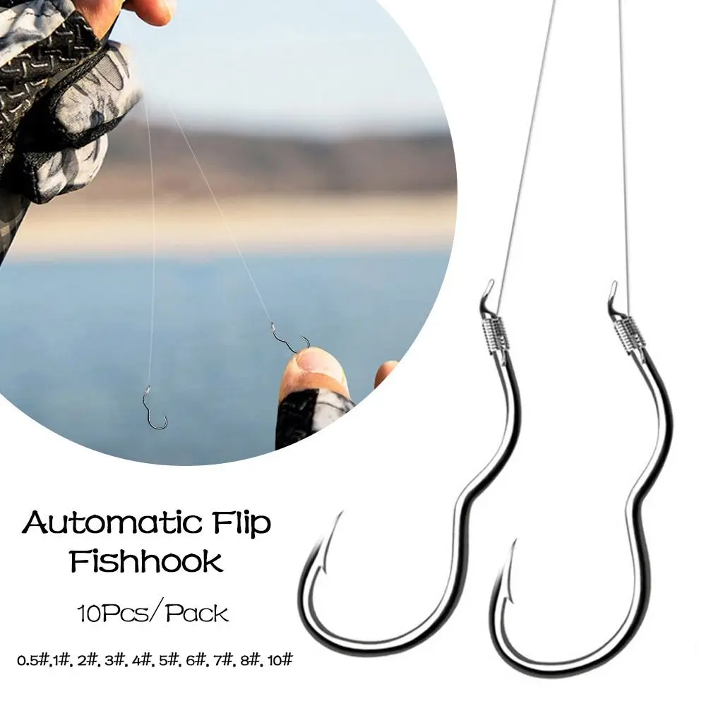 

Sharp Barbed Auto Flip Fishing Hook Anti Slip High Carbon Steel Automatic Flip Fishhook Tie the sub line double hook Carp