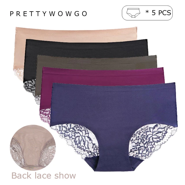 5 Pcs Nylon Silk For Ladies Transparent Lingerie Seamless Women Underwear  Briefs Sexy Lace Panties