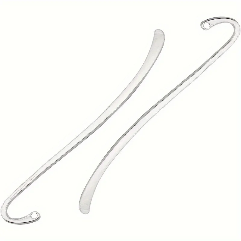 15pcs Silver Plated Smooth Bookmark Charms - Perfect for Jewelry Making & Hook Bookmarking