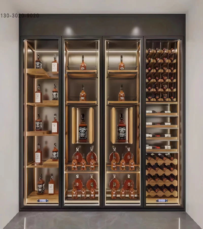 Stainless steel thermostatic wine cabinet, cigar cabinet, commercial Baijiu glass display villa, wine cellar