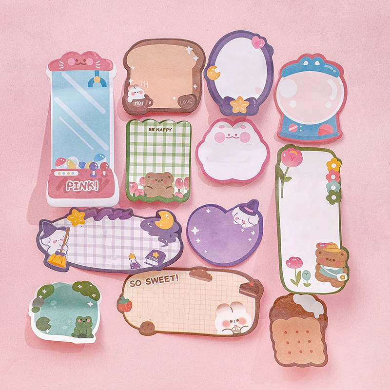 Lytwtw's-Cute Kawaii Animals Notes Notepad Cartoon Adhesive Memo Pad Office and School Supplies Stationery Sticker 4 Piece 2