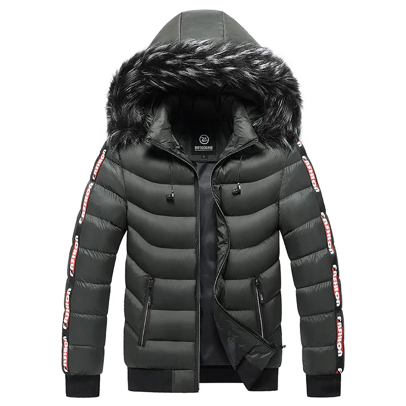 New Men Hooded Fur Collar Winter Jackets Warm Parkas Good Quality Male Slim Fit Winter Coats Hat Detachable Casual Down Jackets 2